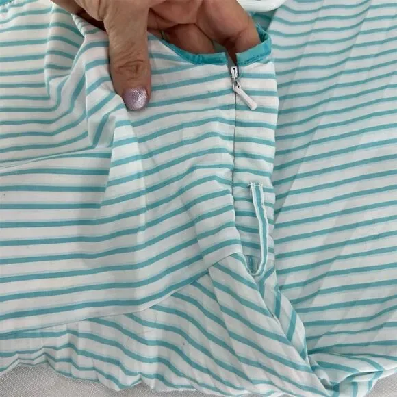 The Children's Place Girls Size 8 Teal and White Striped Sleeveless Dress - Picture 4 of 6